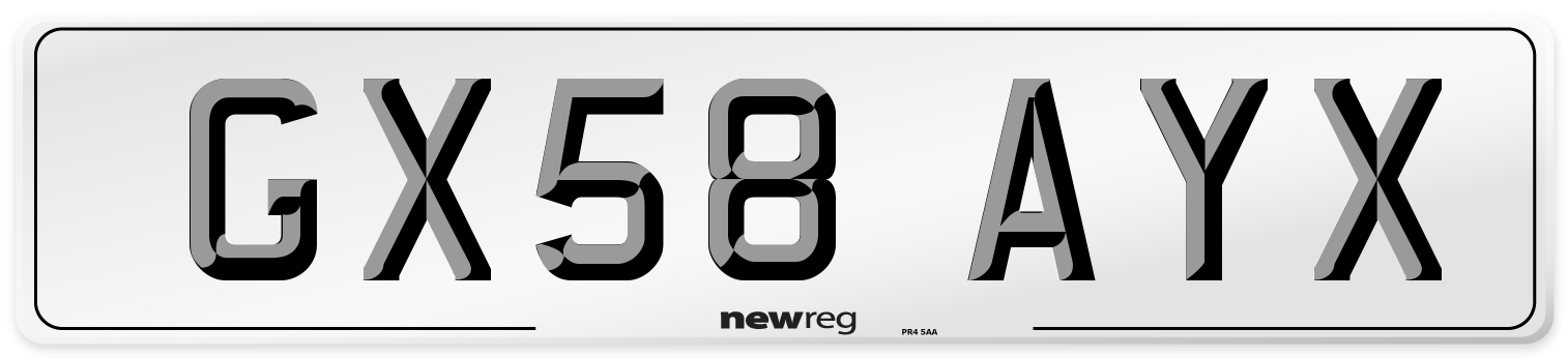 GX58 AYX Number Plate from New Reg